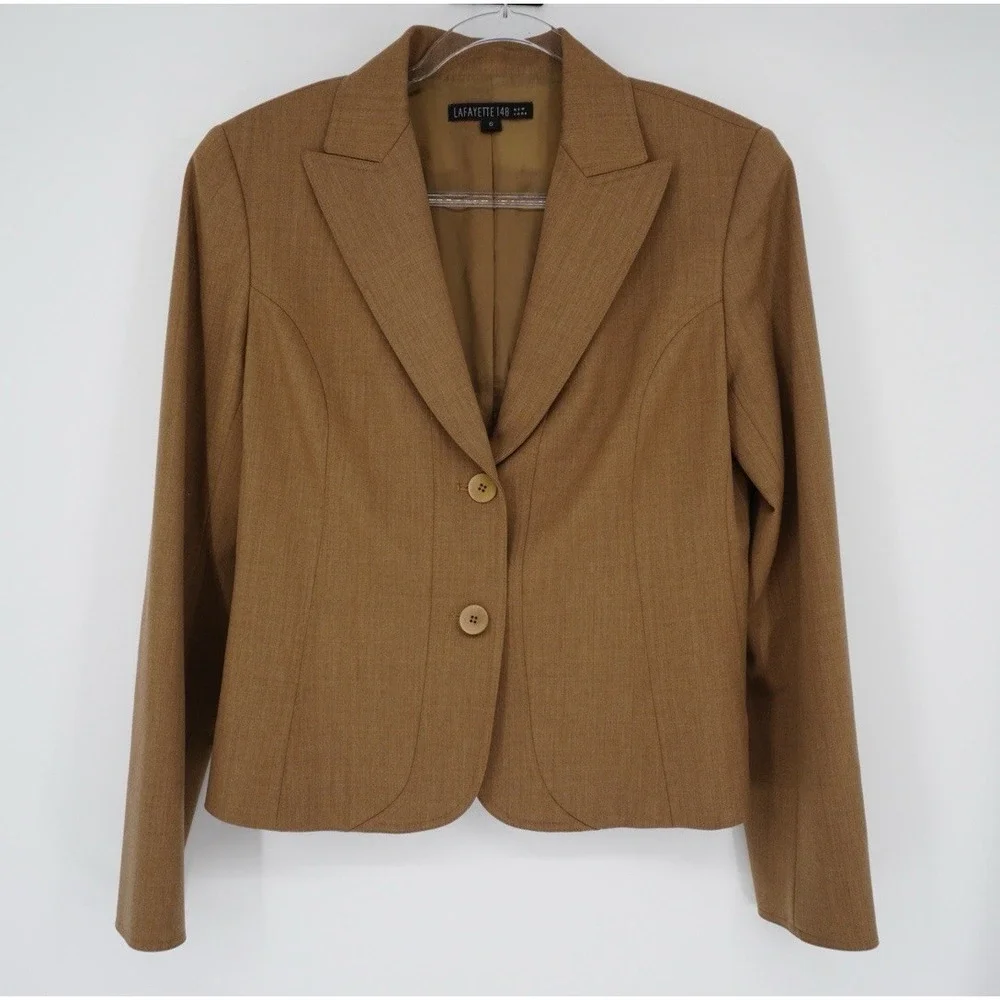 Lafayette 148‎ New York Wool Tan Brown Women's Blaze Old Money Academia Size 6